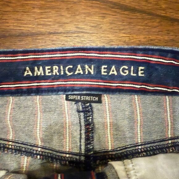 American Eagle, red and white striped denim miniskirt size 10 - Picture 5 of 9